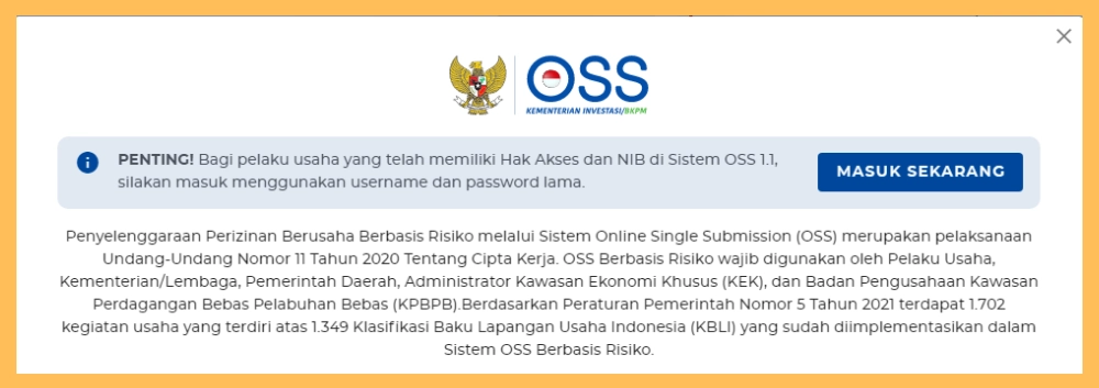 login ke halaman oss.go.id