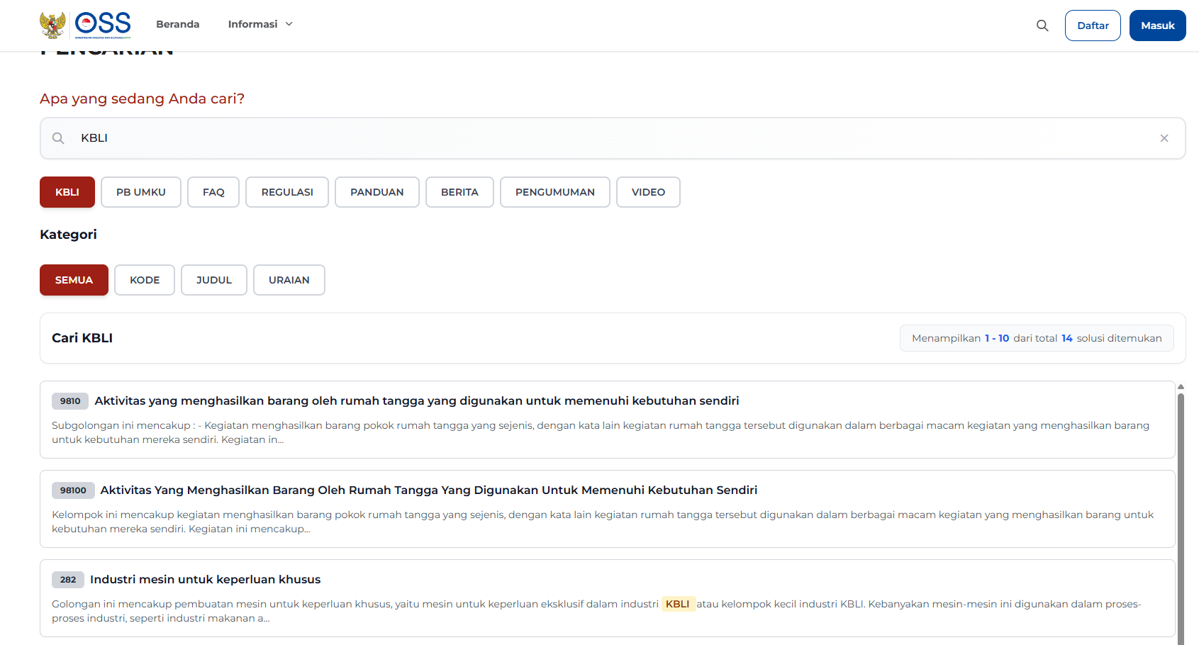 Struktur hierarki 5 digit kode KBLI terbaru berdasarkan Peraturan BPS untuk perizinan OSS RBA.
